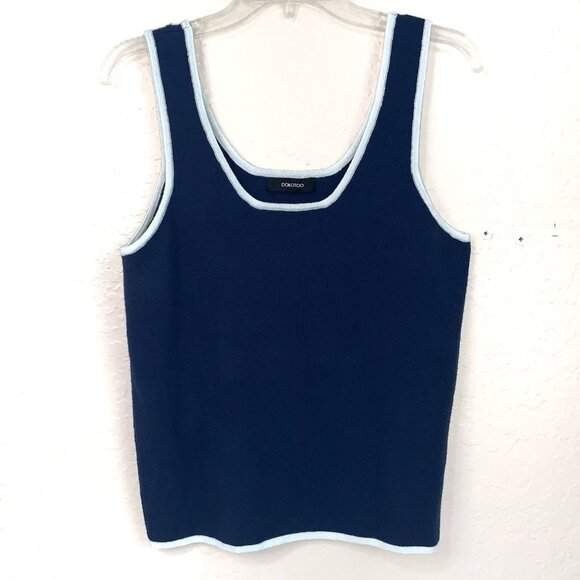 Dokotoo Preppy Sweater Vest Womens XL Navy Blue White Y2K Office Layering - Picture 1 of 7